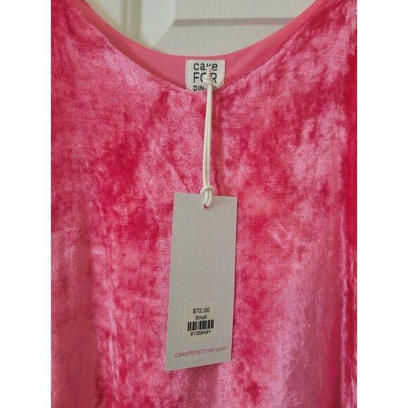 New CAKE FOR DINNER Small Pink Velvet Top Cami w/ Ribbon Straps - Picture 4 of 6